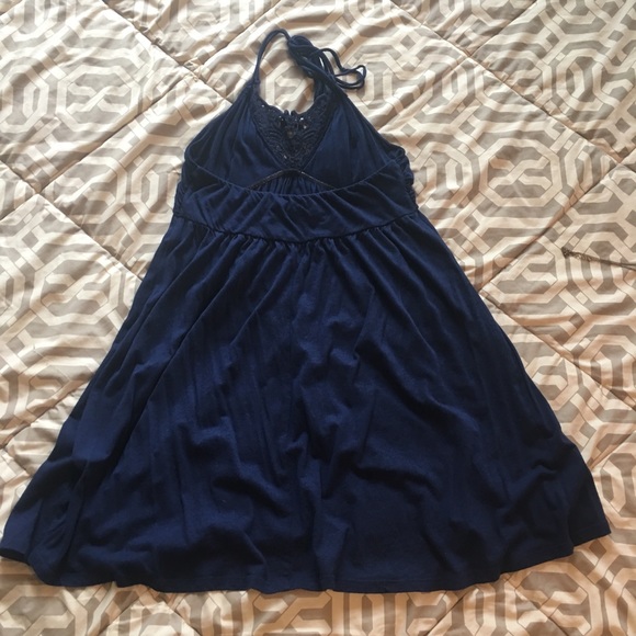⭐️SALE Navy Blue Halter Sun Dress Detail Tie Top - Picture 3 of 8